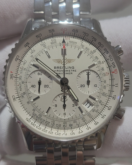 2004 Breitling Navitimer Chronometer 41MM Silver Dial Steel Bracelet (A23322)