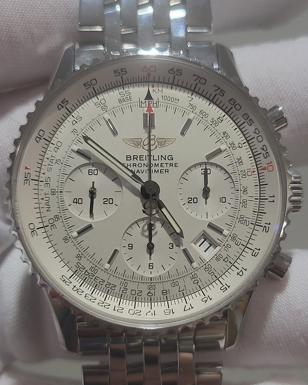 2004 Breitling Navitimer Chronometer 41MM Silver Dial Steel Bracelet (A23322)