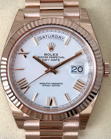2019 Rolex Day-Date 40MM White Dial Rose Gold President Bracelet (228235)
