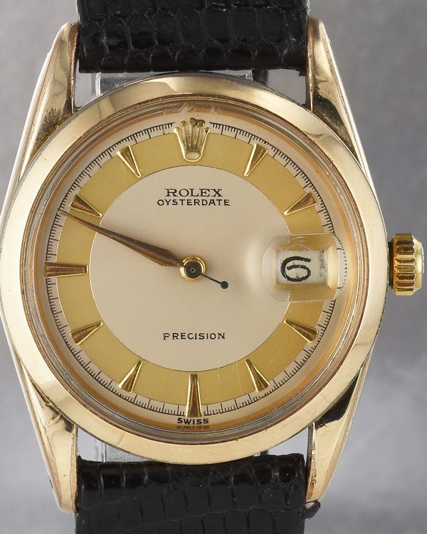 Rolex Oyster Precision Date 34MM Champagne Dial Aftermarket Leather Strap (6694)