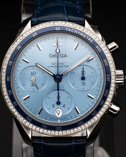 2024 Omega Speedmaster Chronograph 38MM Blue Dial Leather Strap (324.38.38.50.03.001)