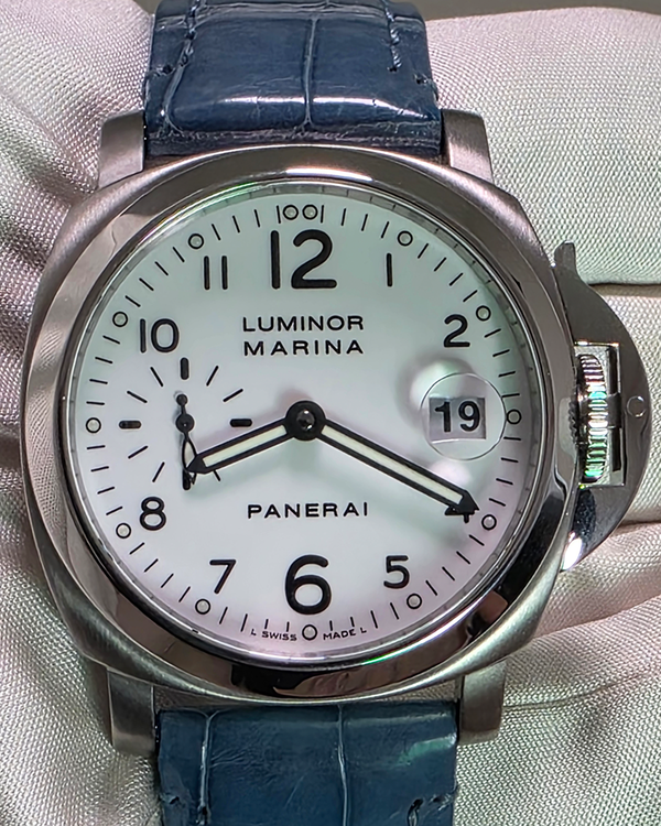 2003 Panerai Luminor Marina 40MM White Dial Leather Strap (PAM00049)