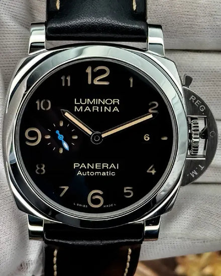 2018 Panerai Luminor Marina 1950 3 Days 44MM Black Dial Leather Strap (PAM01359)