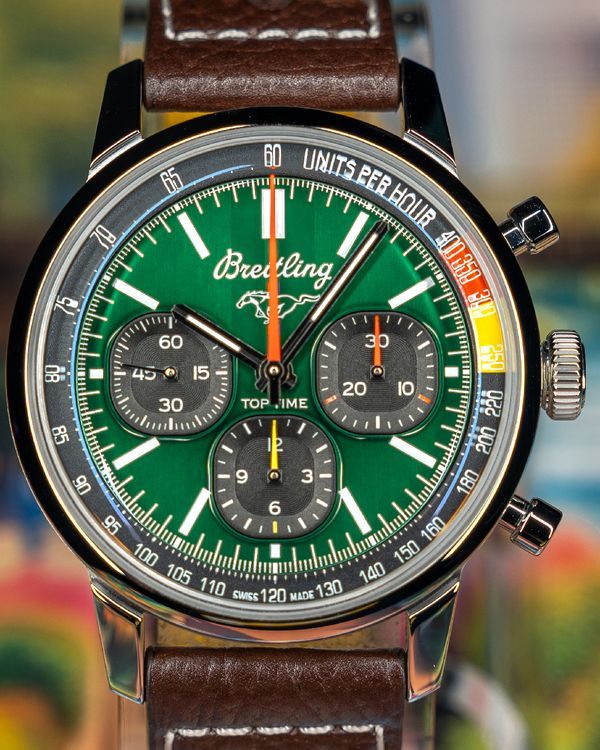 No Reserve - 2025 Breitling Top Time B01 "Ford Mustang" 41MM Green Dial Leather Strap (AB01762A1L1X1)