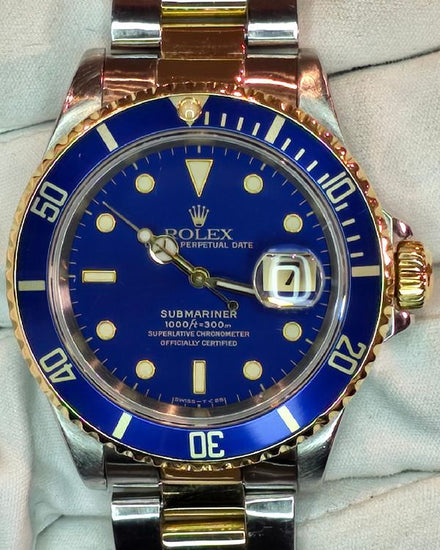 1991 Rolex Submariner Date "Bluesy" 40MM Blue Dial Two-Tone Oyster Bracelet (16613)