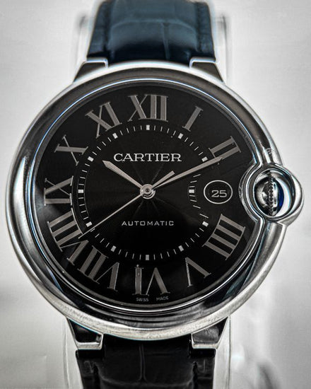 No Reserve - 2018 Cartier Ballon Bleu 42MM Black Dial Leather Strap (WSBB0003)