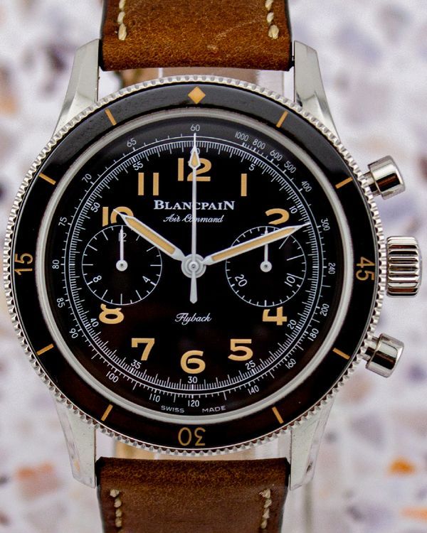 2021 Blancpain Air Command Flyback Chronograph 42.5MM Black Dial Leather Strap (AC01-1130-63A)
