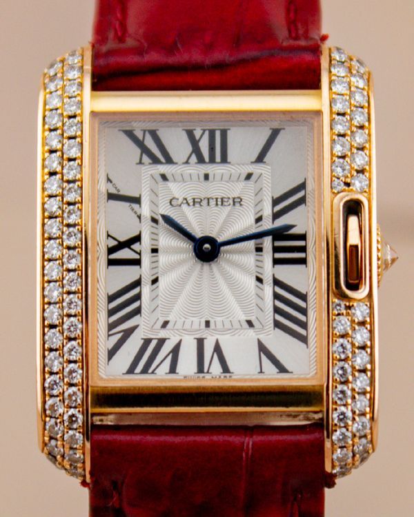 Cartier Tank Anglaise 30.2MM Quartz Silver Dial Leather Strap (WT100013)