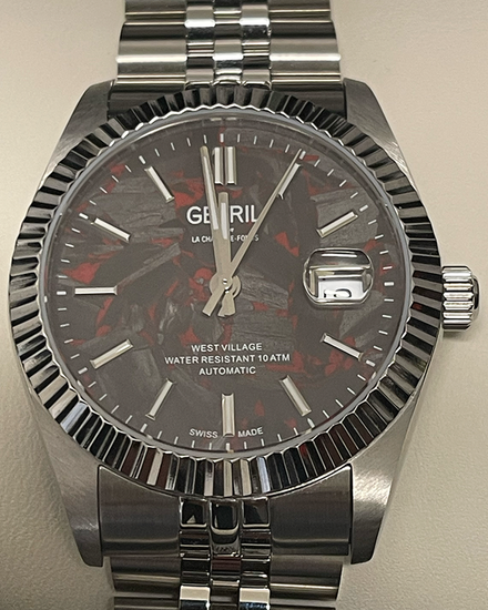 Gevril West Village "Stone Dial" L.E. 40MM Carbon Dial Steel Bracelet (48979B)