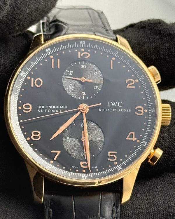 IWC Schaffhausen Portugieser Chronograph 41MM Black Dial Leather Strap (IW371415)