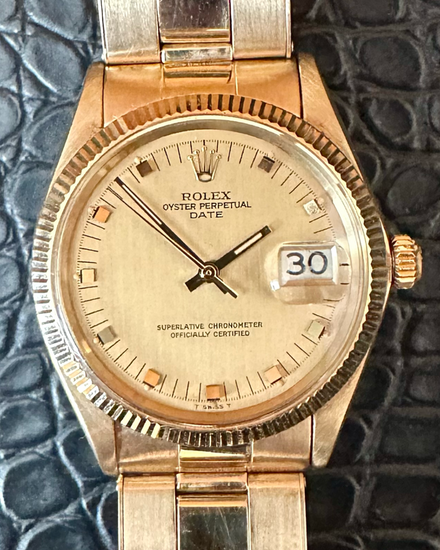 Rolex Oyster Perpetual Date 34MM Champagne Dial Yellow Gold Oyster Bracelet (1503)