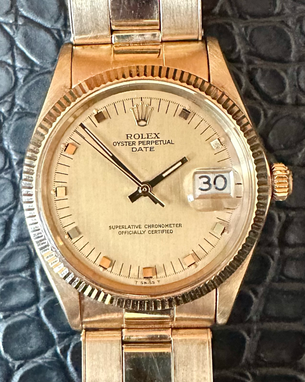 Rolex Oyster Perpetual Date 34MM Champagne Dial Yellow Gold Oyster Bracelet (1503)