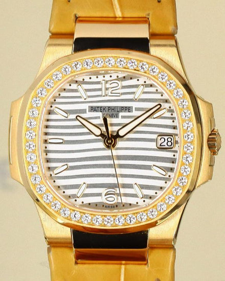 Patek Philippe Nautilus 32MM Quartz Silver Dial Leather Strap (7010R-011)