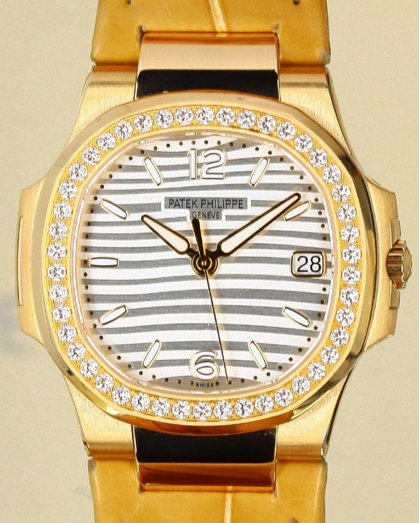 Patek Philippe Nautilus 32MM Quartz Silver Dial Leather Strap (7010R-011)