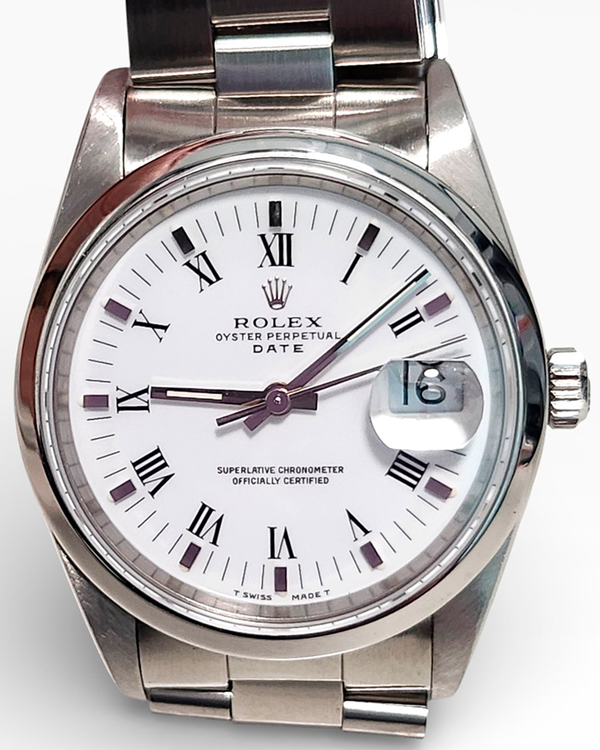 Rolex Oyster Perpetual Date 34MM White Dial Oyster Bracelet (15200)
