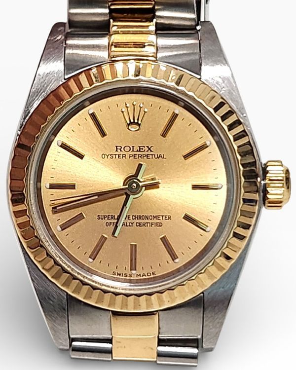 Rolex Oyster Perpetual Lady 26MM Champagne Dial Two Tone Oyster Bracelet (76193)