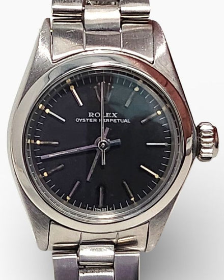 Rolex Oyster Perpetual 25MM Black Dial Oyster Bracelet (6618)