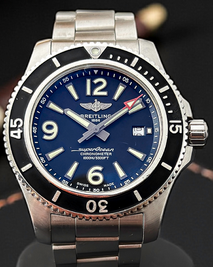 2019 Breitling Superocean II 44MM Black Dial Steel Bracelet (A17367D71B1A1)