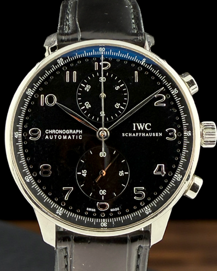 IWC Schaffhausen Portugieser Chronograph 41MM Black Dial Leather Strap (IW371447)