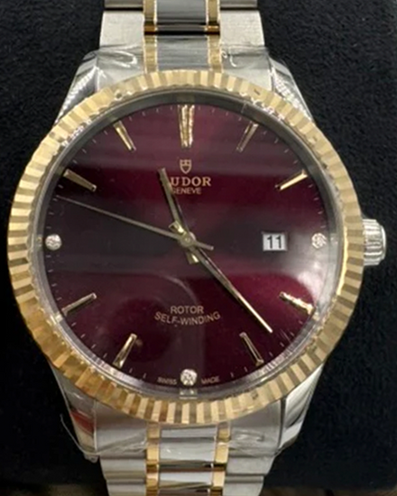 Tudor Style 41MM Burgundy Dial Two-Tone Bracelet (12713)