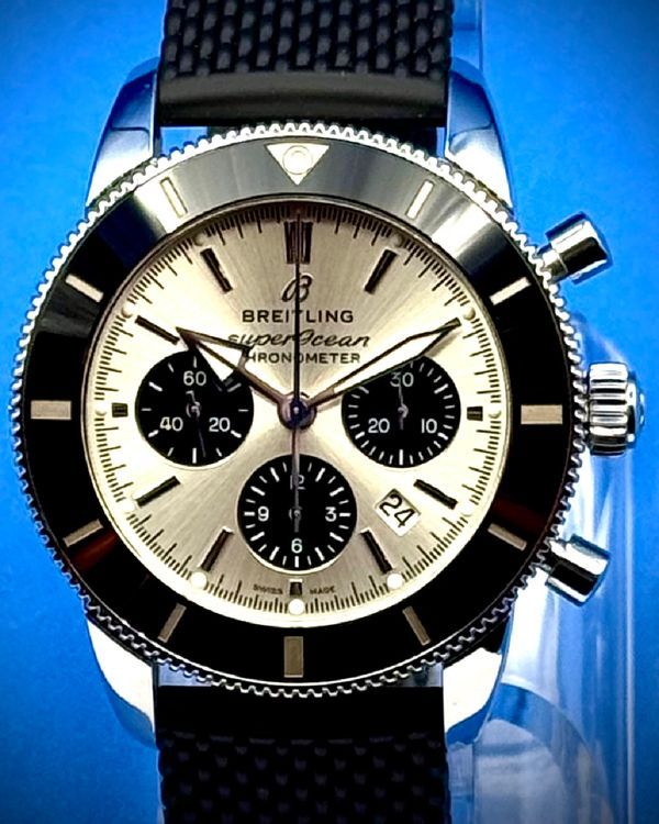 2021 Breitling Superocean Heritage B01 Chronograph 44MM Silver Dial Rubber Strap (AB0162)