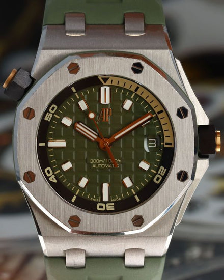 Audemars Piguet Royal Oak Offshore Diver 42MM Green Dial Rubber Strap (15720ST.OO.A052CA.01)
