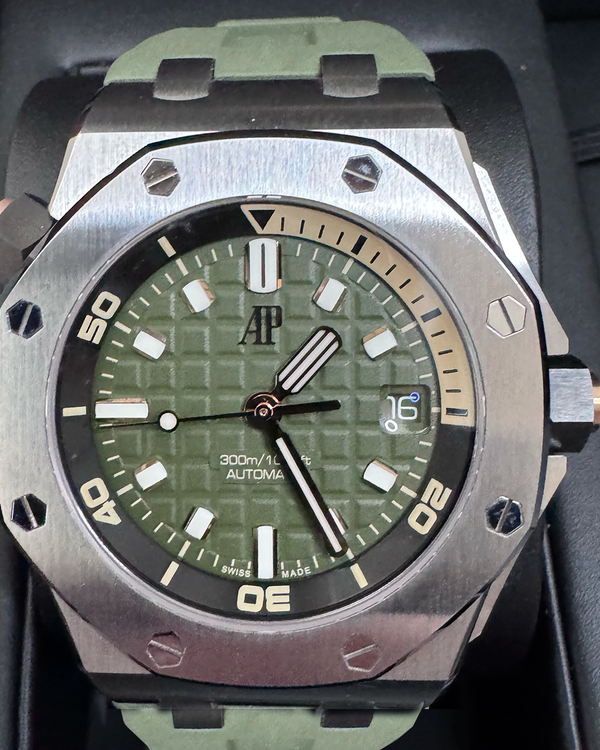 2022 Audemars Piguet Royal Oak Offshore Diver 42MM Green Dial Rubber Strap (15720ST.OO.A052CA.01)