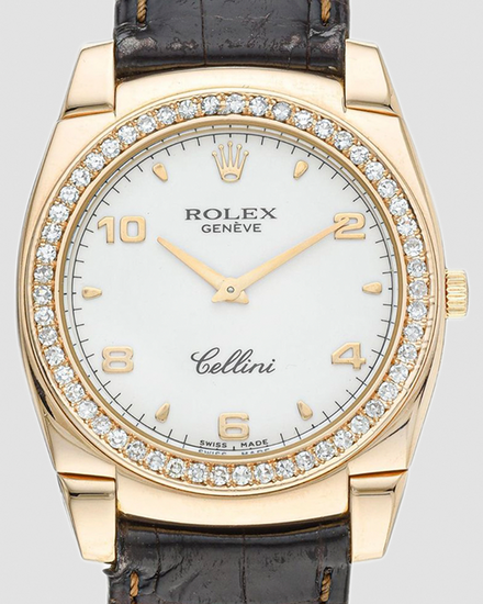 2005 Rolex Cellini 36MM Aftermarket White Dial Leather Strap (5330)