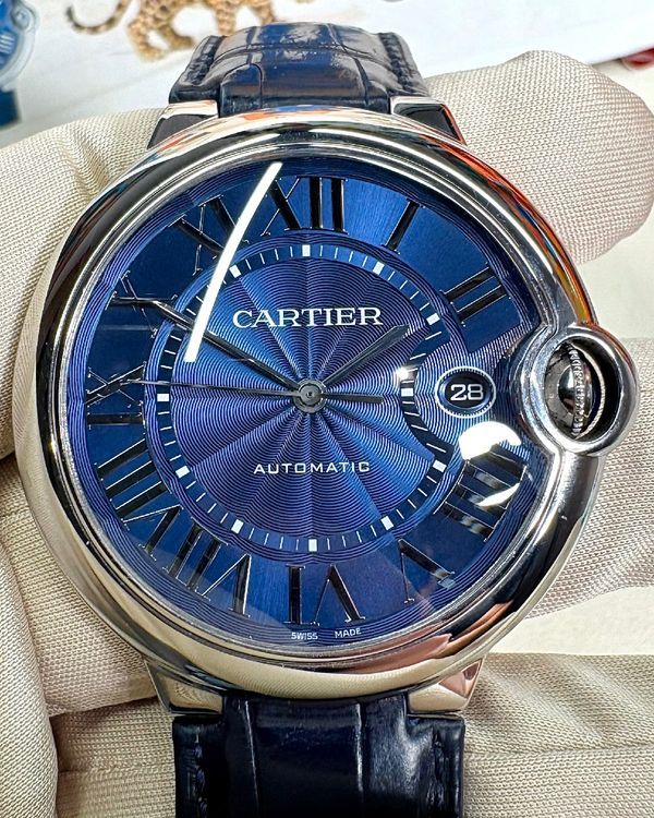2020 Cartier Ballon Bleu 42MM Blue Dial Leather Strap (WSBB0025)
