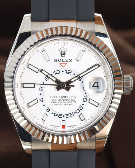 Rolex Sky-Dweller 42MM White Dial Oysterflex Strap (336239)