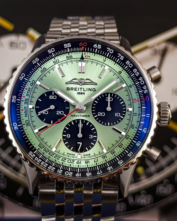2024 Breitling Navitimer B01 Chronograph 43MM Green Dial Steel Bracelet (AB0138241L1A1)