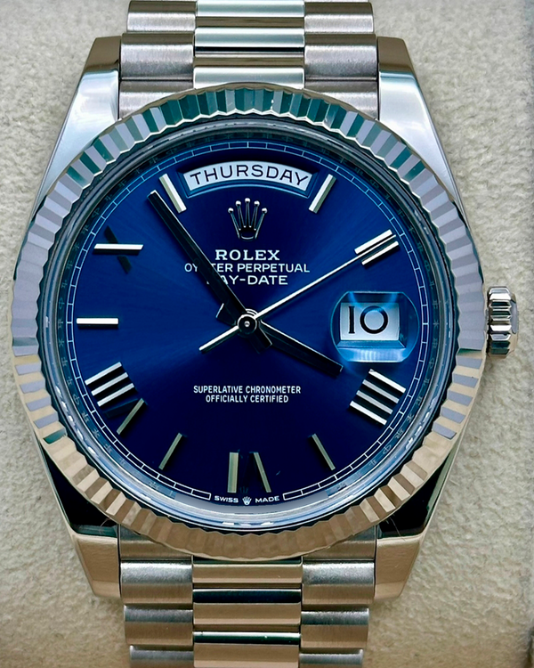 2021 Rolex Day-Date 40MM Blue Dial White Gold President Bracelet (228239)