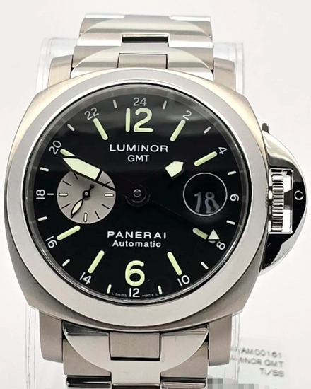 2004 Panerai Luminor GMT 44MM Black Dial Titanium Bracelet (PAM00161)