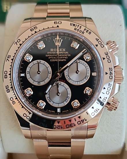 2025 Rolex Cosmograph Daytona 40MM Black Dial Rose Gold Oyster Bracelet (126505)