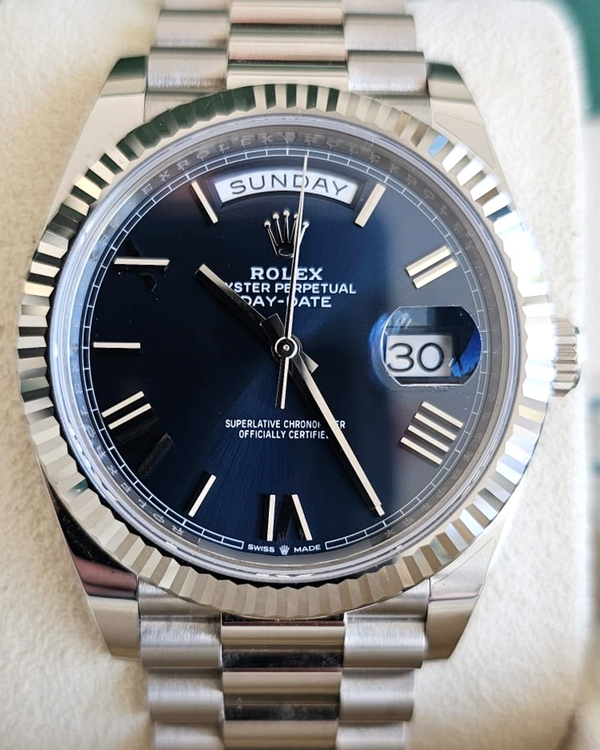 2024 Rolex Day-Date 40MM Blue Dial White Gold President Bracelet (228239)