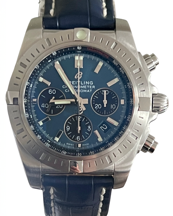 2020 Breitling Chronomat B01 44MM Blue Dial Leather Strap (AB0115101C1P1)