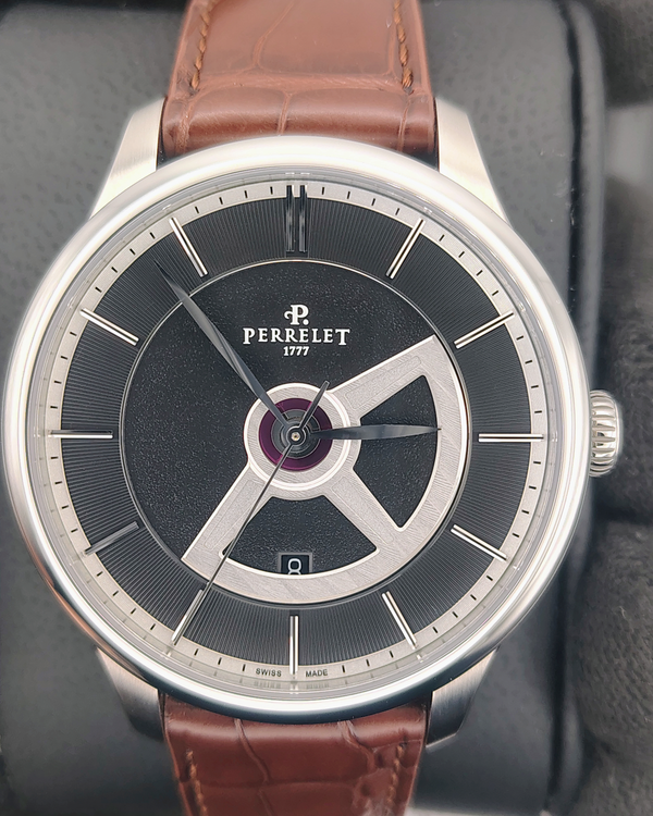 Perrelet First Class Double Rotor 42.5MM Black Dial Leather Strap (A1090/2)