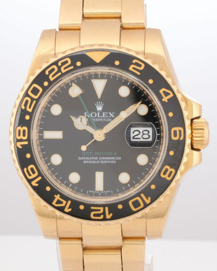 Rolex GMT-Master II 40MM Black Dial Yellow Gold Oyster Bracelet (116718)