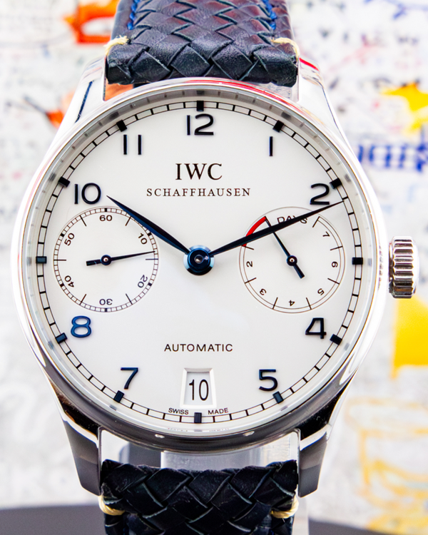 No Reserve - 2006 IWC Schaffhausen Portugieser 42MM Silver Dial Aftermarket Leather Strap (IW500107)