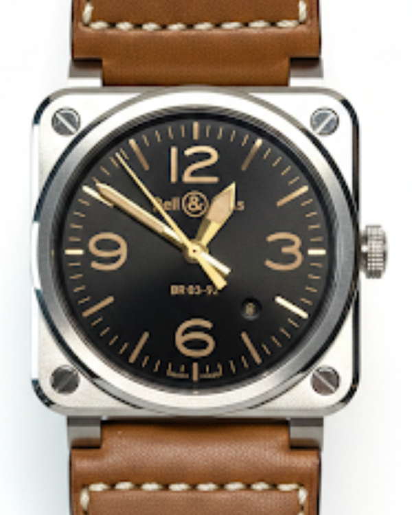 2025 Bell & Ross BR 03 92 Golden Heritage 42MM Black Dial Leather Strap (BR0392-GH-ST/SCA)
