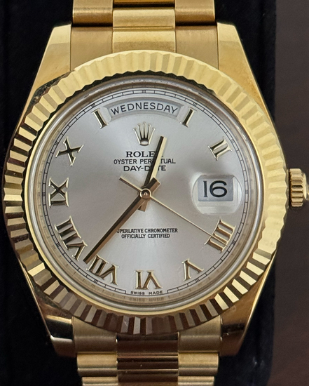 2014 Rolex Day-Date 41MM Silver Dial Yellow Gold President Bracelet (218238)