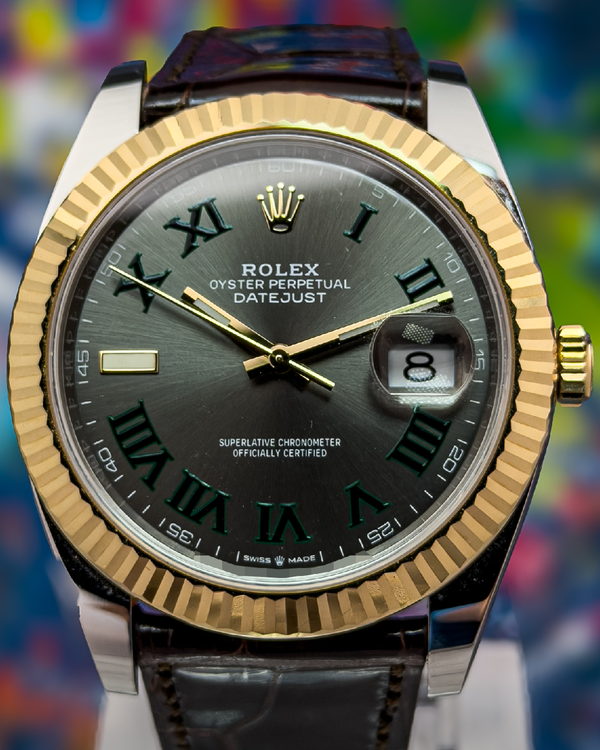 2020 Rolex Datejust "Wimbledon" 41MM Slate Dial Aftermarket Leather Strap (126333)