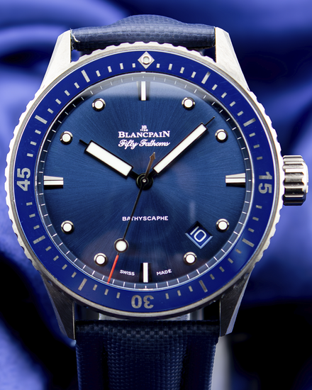 2024 Blancpain Fifty Fathoms Bathyscaphe 43.6MM Blue Dial Textile Strap (5000-0240-O52A)