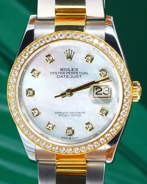 Rolex Datejust 36MM Mother Of Pearl Dial Two-Tone Oyster Bracelet (126283RBR)