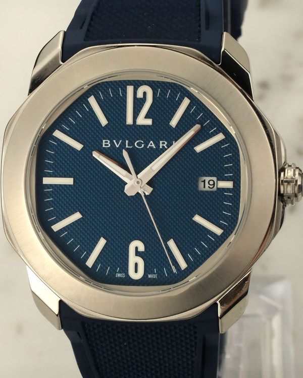 Bvlgari Octo Roma 41MM Blue Dial Rubber Strap (103739)