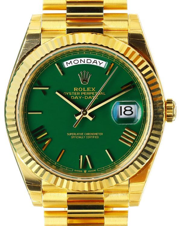 Rolex Day-Date 40MM Green Dial Yellow Gold President Bracelet (228238)
