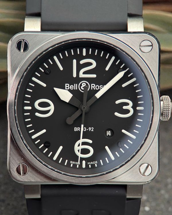 2015 Bell & Ross BR 03 42MM Black Dial Rubber Strap (BR0392-BL-ST)