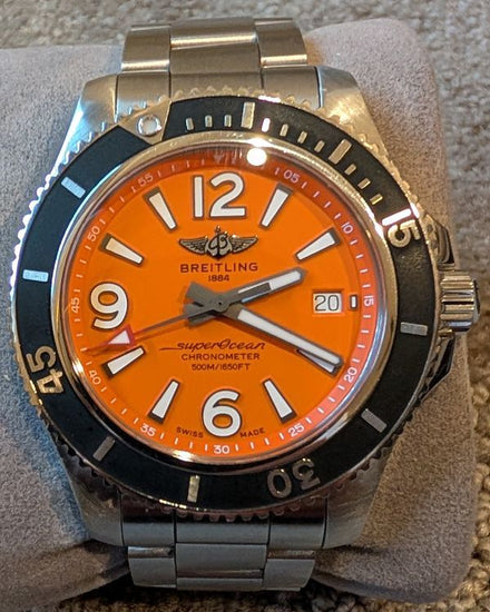 Breitling Superocean 42MM Orange Dial Steel Bracelet (A17366)