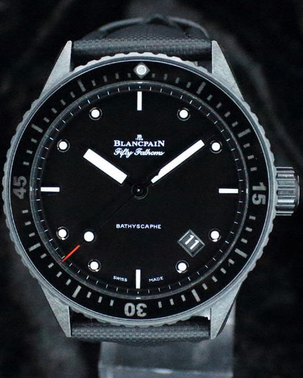 2018 Blancpain Fifty Fathoms Bathyscape 43MM Black Dial Textile Strap (5000-0130-B52A)