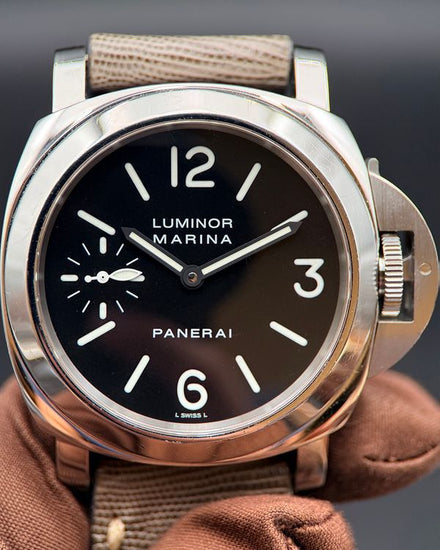 Panerai Luminor Marina 44MM Black Dial Aftermarket Leather Strap (PAM00111)